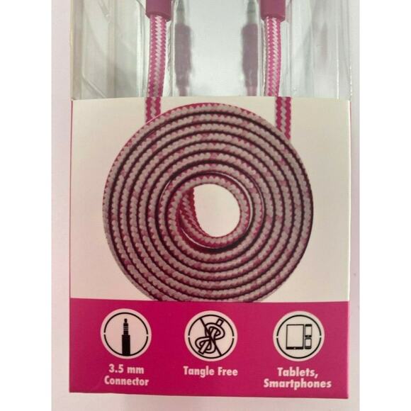 ByTech Universal Pink Aux Cable 3.5mm Connector 3.5 Feet NEW Music - Picture 3 of 8